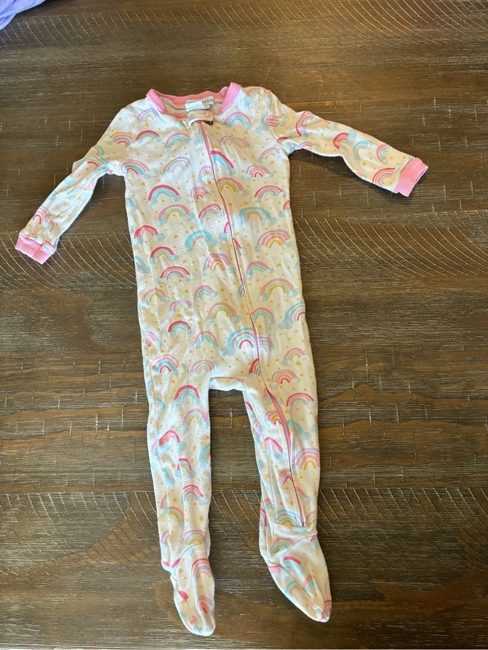 Pottery Barn Pink Rainbow Footed One-Piece Pajamas for Kids